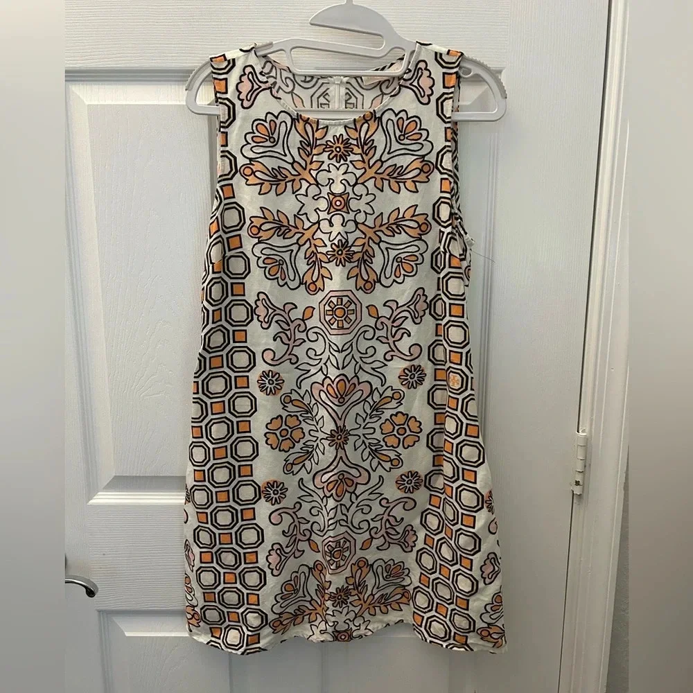 Tory Burch Hicks Garden Party Mini Dress Cover Up Shift Floral Summer Size M